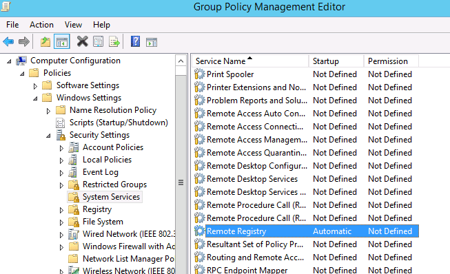Group Policy - Enable Remote registry